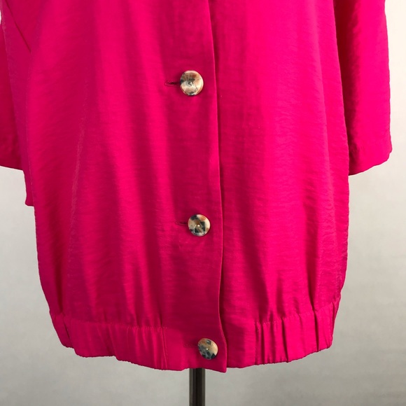 Andrew Marc New York Pink Boxy Button Down Top - Picture 3 of 6